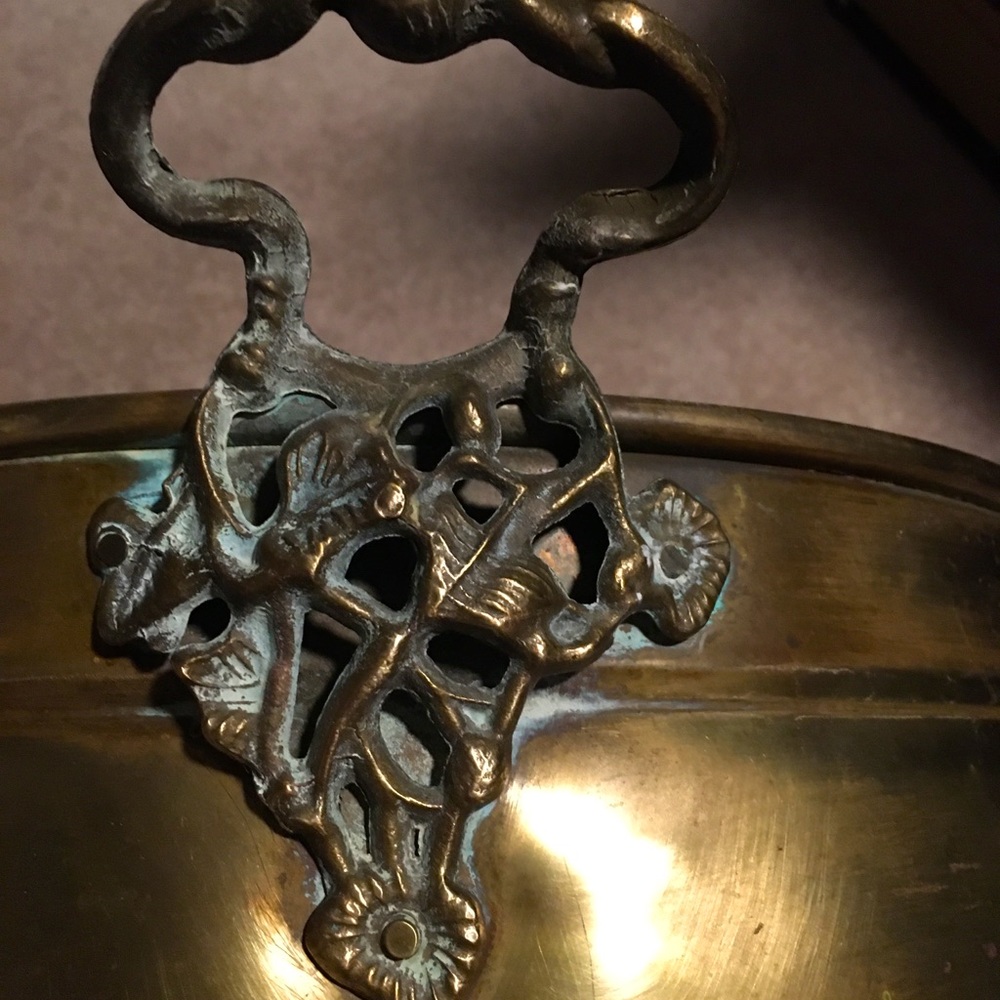 Antique SOLID Brass planting pot